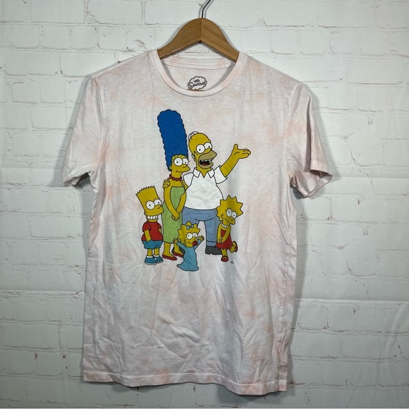 The Simpsons Characters T Shirt Mens Size Small Pink Tie Dye Short Sleeve - Picture 1 of 7